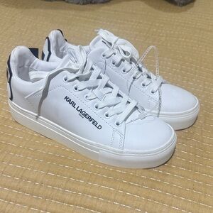 Karl Lagerfeld White Leather Sneakers 6.5 run small